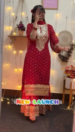 Designer Embroidered Georgette Palazzo and Dupatta Set