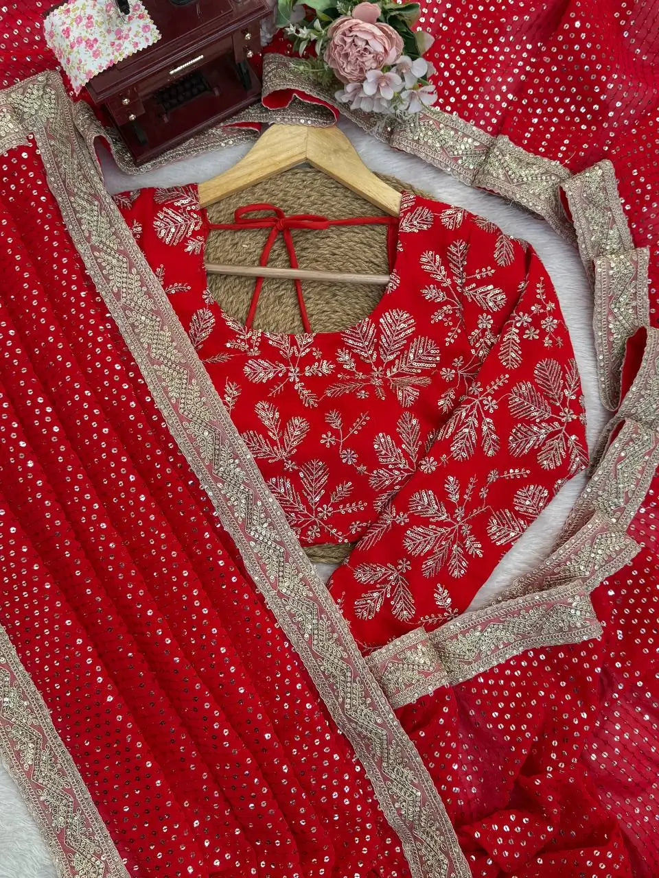 Designer Embroidered Georgette Saree for Wedding and Festive Wear