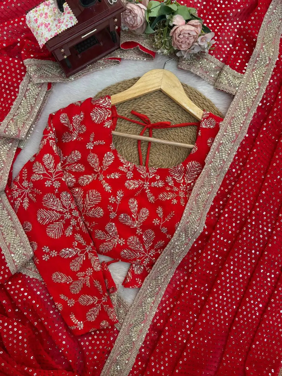 Designer Embroidered Georgette Saree for Wedding and Festive Wear