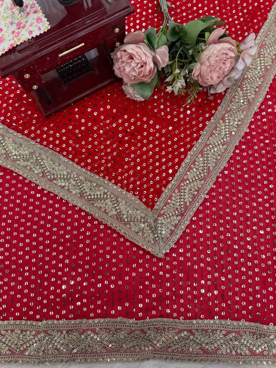 Designer Embroidered Georgette Saree for Wedding and Festive Wear