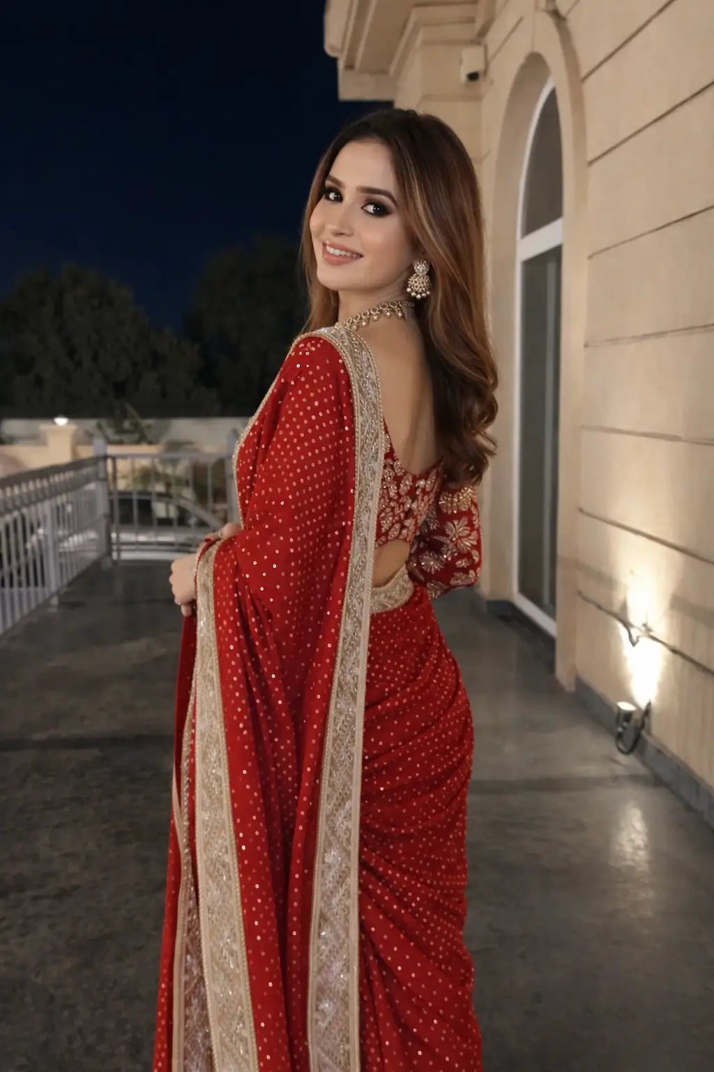 Designer Embroidered Georgette Saree for Wedding and Festive Wear