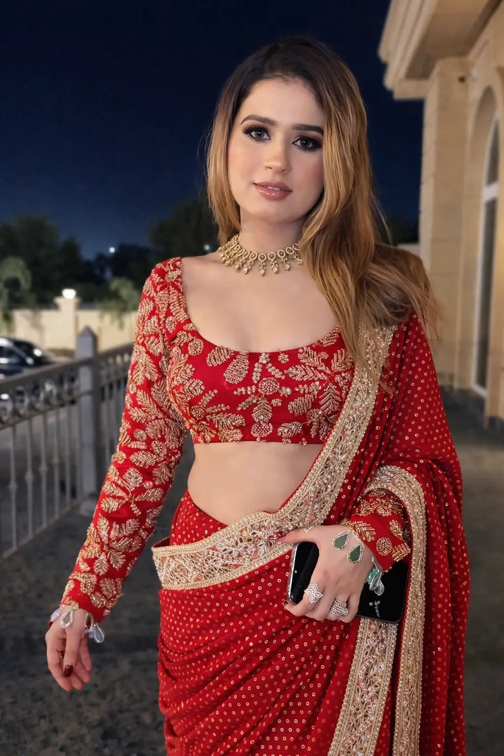Designer Embroidered Georgette Saree for Wedding and Festive Wear
