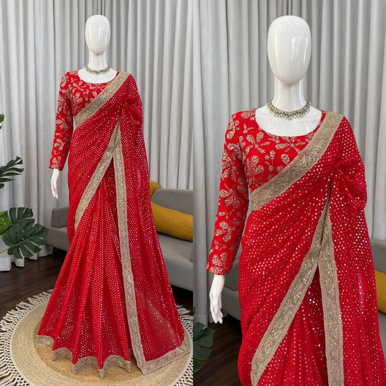 Designer Embroidered Georgette Saree for Wedding and Festive Wear