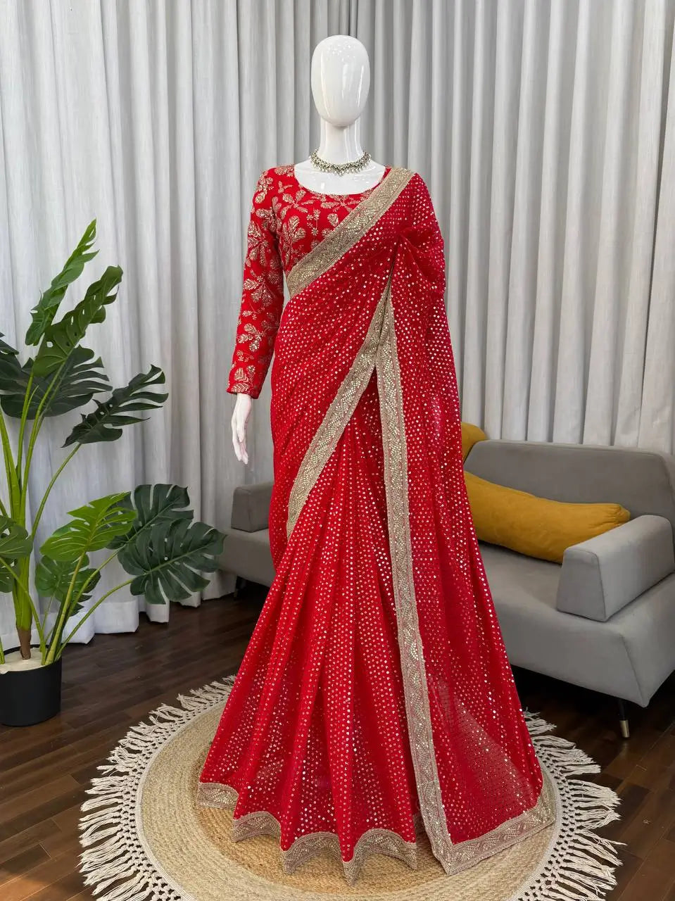 Designer Embroidered Georgette Saree for Wedding and Festive Wear