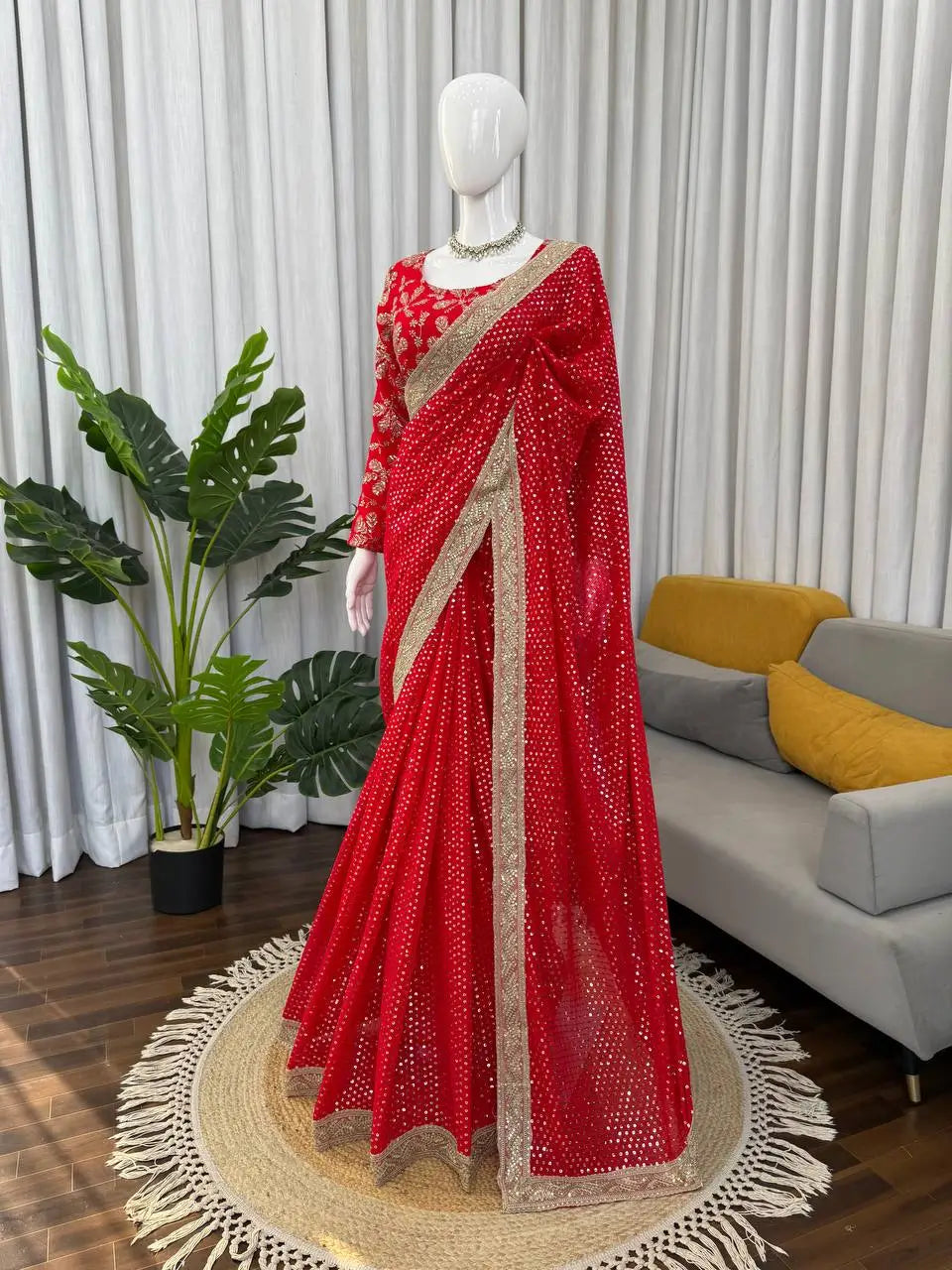 Designer Embroidered Georgette Saree for Wedding and Festive Wear