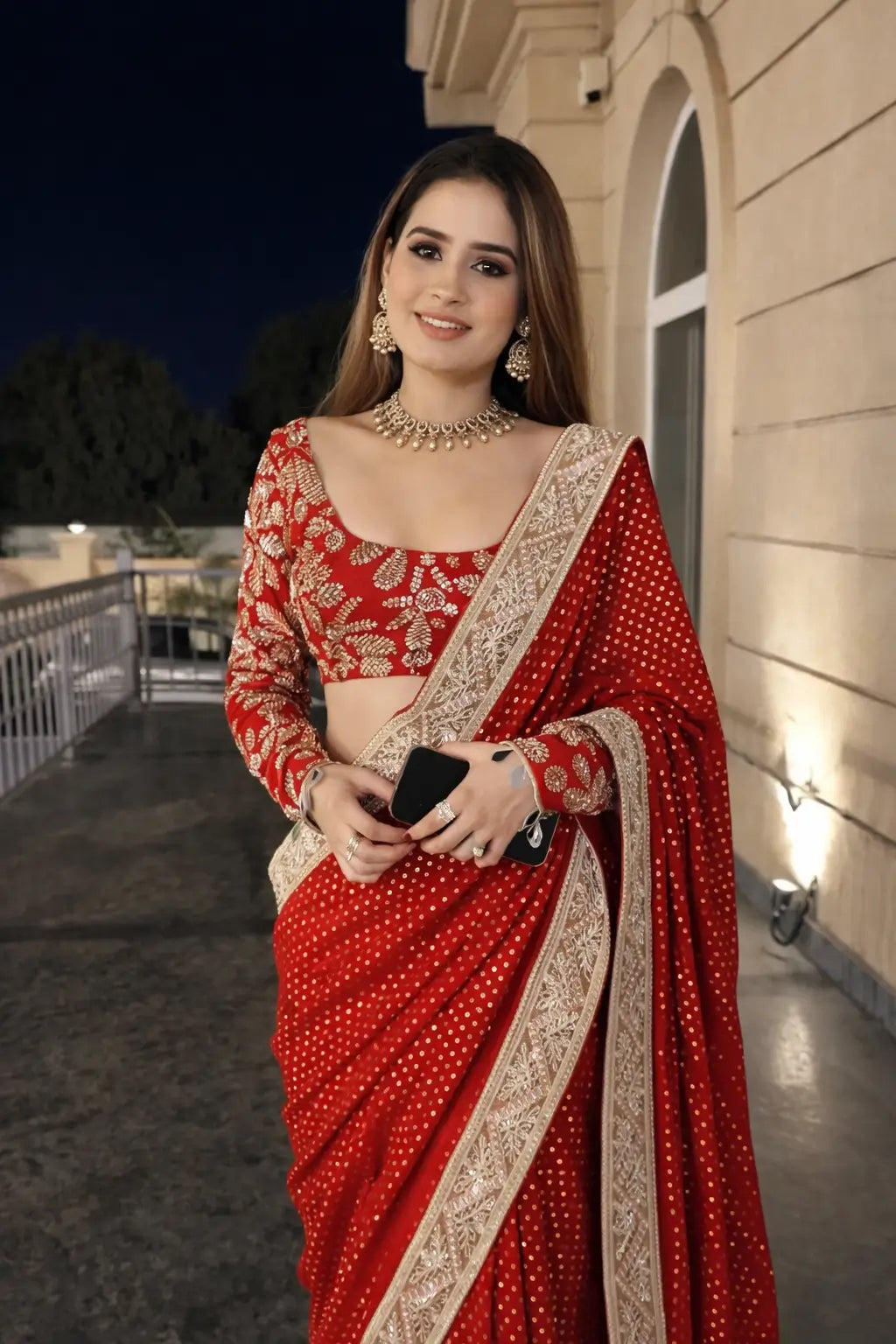 Designer Embroidered Georgette Saree for Wedding and Festive Wear
