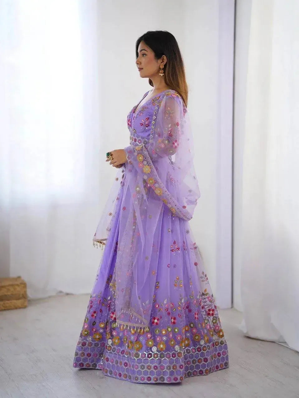 Designer Embroidered Net Lehenga Choli with Dupatta