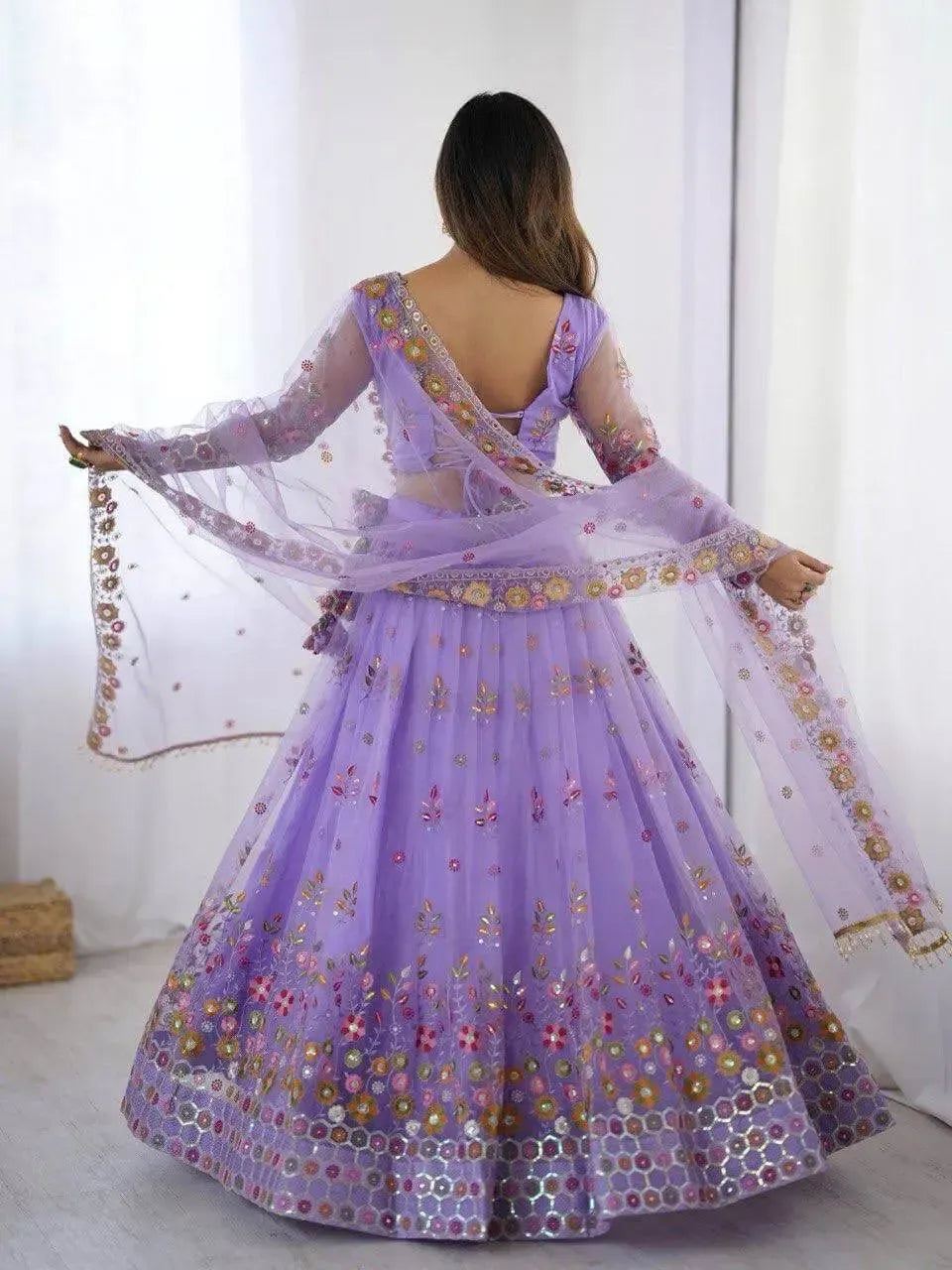Designer Embroidered Net Lehenga Choli with Dupatta