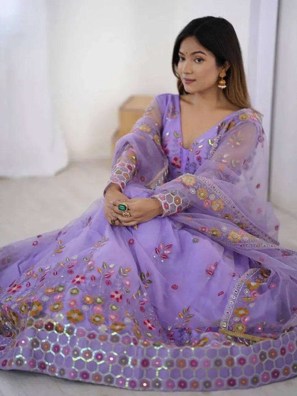 Designer Embroidered Net Lehenga Choli with Dupatta