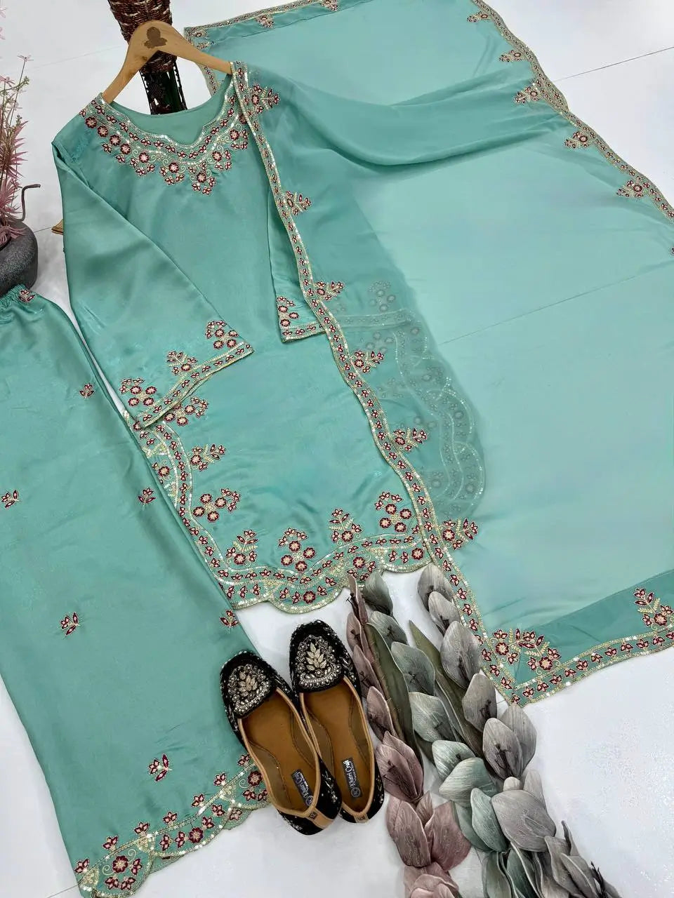 Designer Embroidered Palazzo Suit Set for Festive and Family Functions