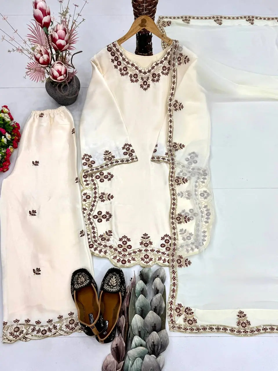 Designer Embroidered Palazzo Suit Set for Festive and Family Functions