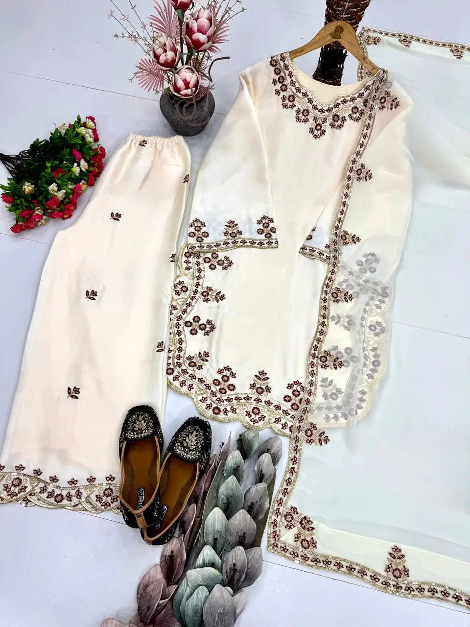 Designer Embroidered Palazzo Suit Set for Festive and Family Functions