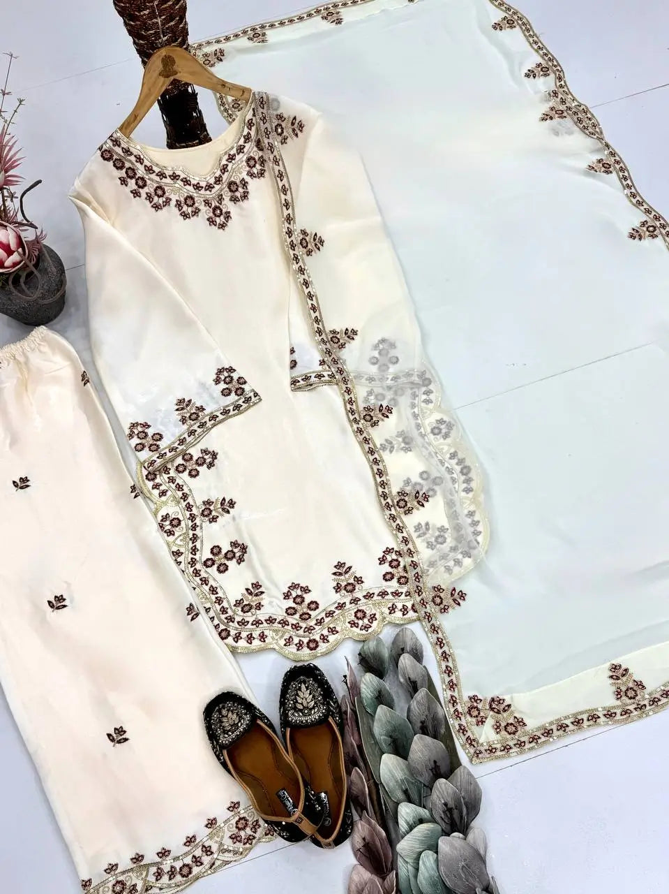 Designer Embroidered Palazzo Suit Set for Festive and Family Functions