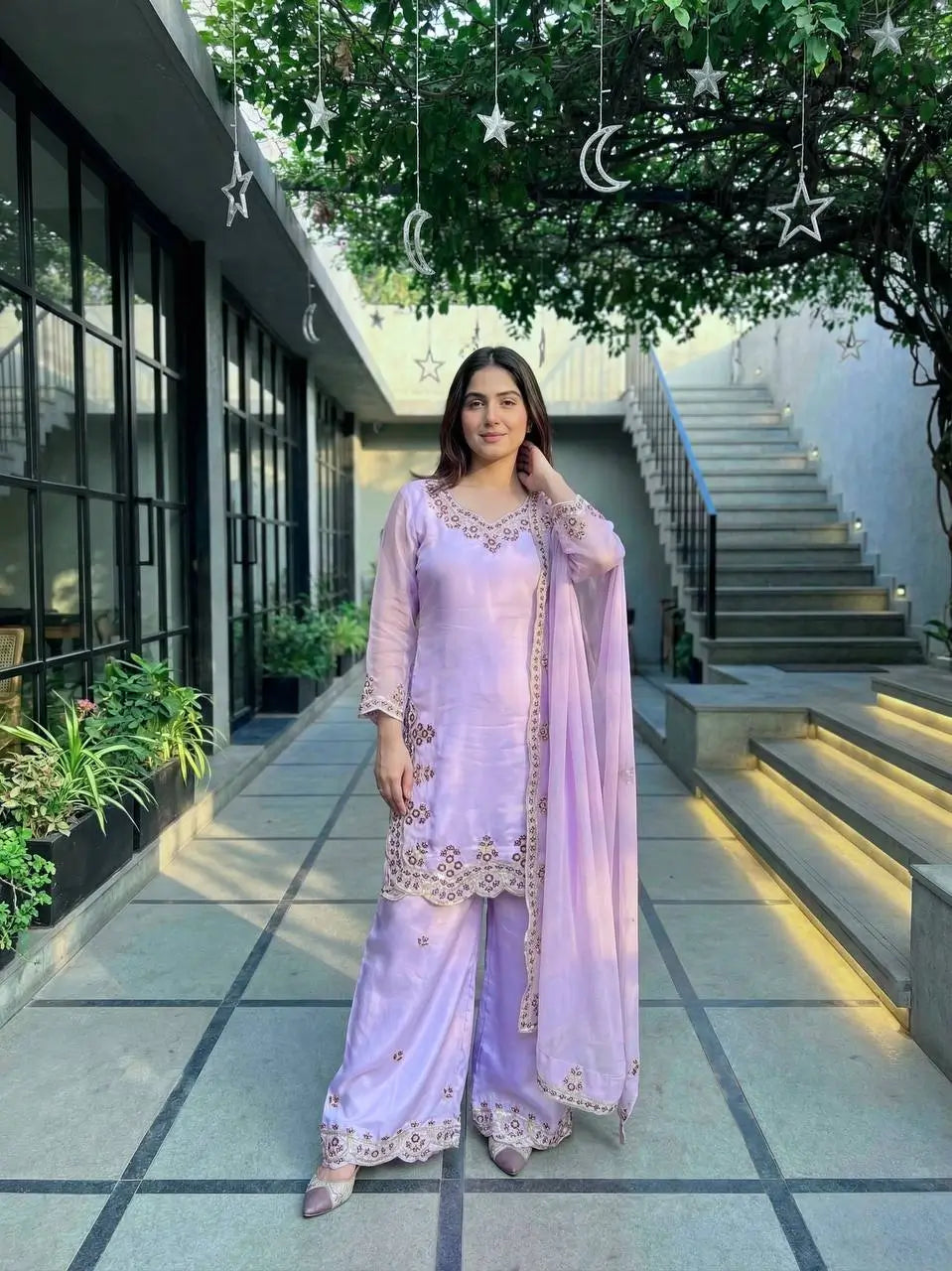Designer Embroidered Palazzo Suit Set for Festive and Family Functions