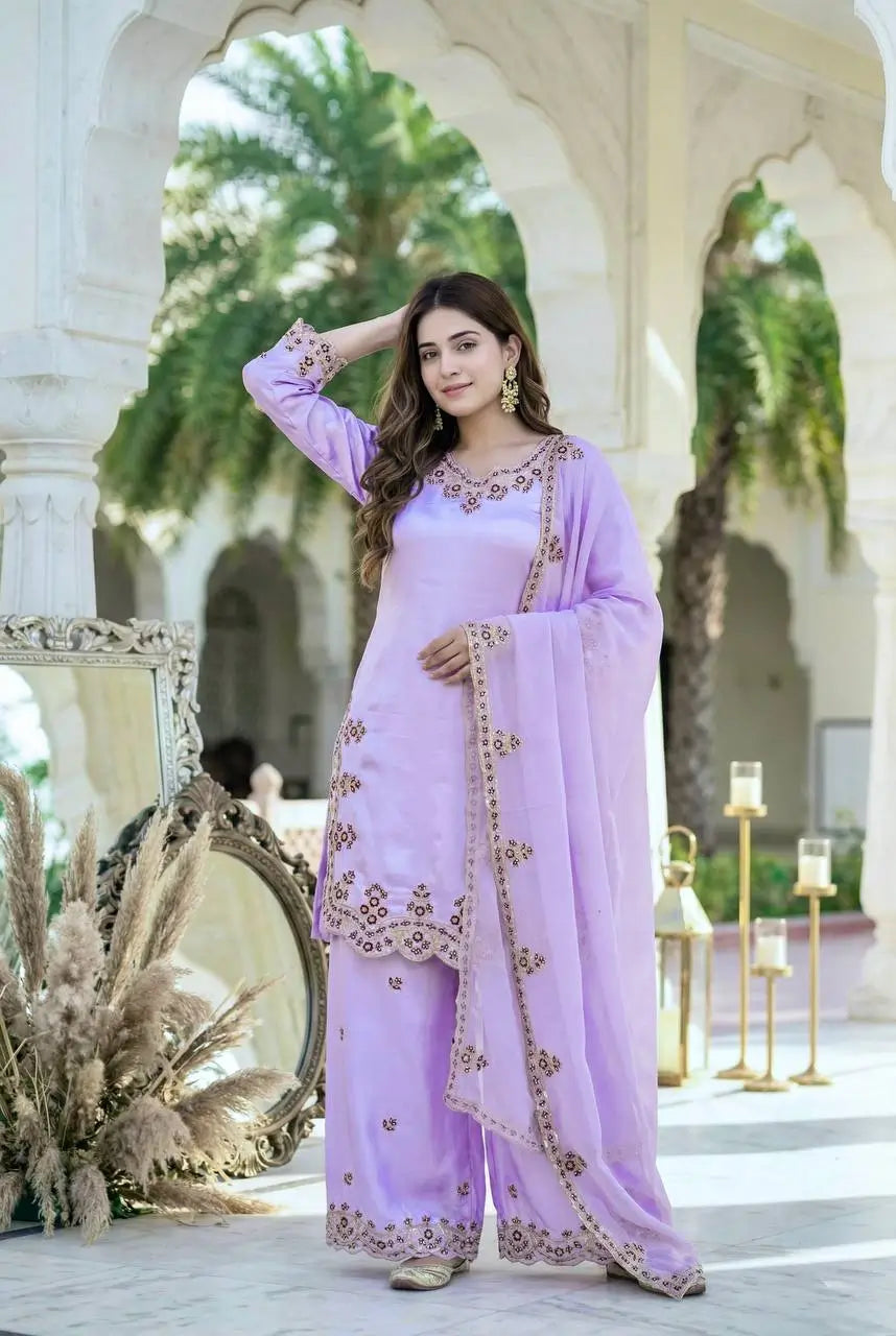 Designer Embroidered Palazzo Suit Set for Festive and Family Functions