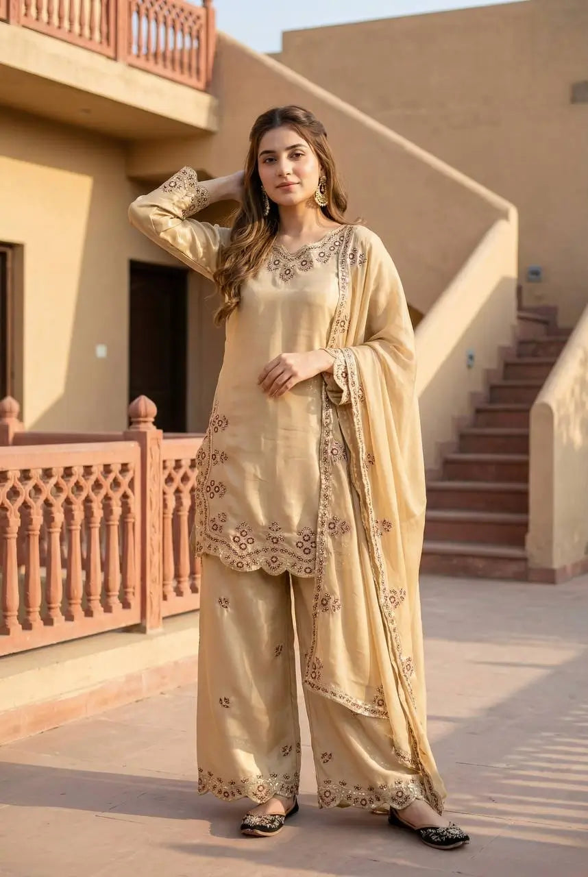 Designer Embroidered Palazzo Suit Set for Festive and Family Functions