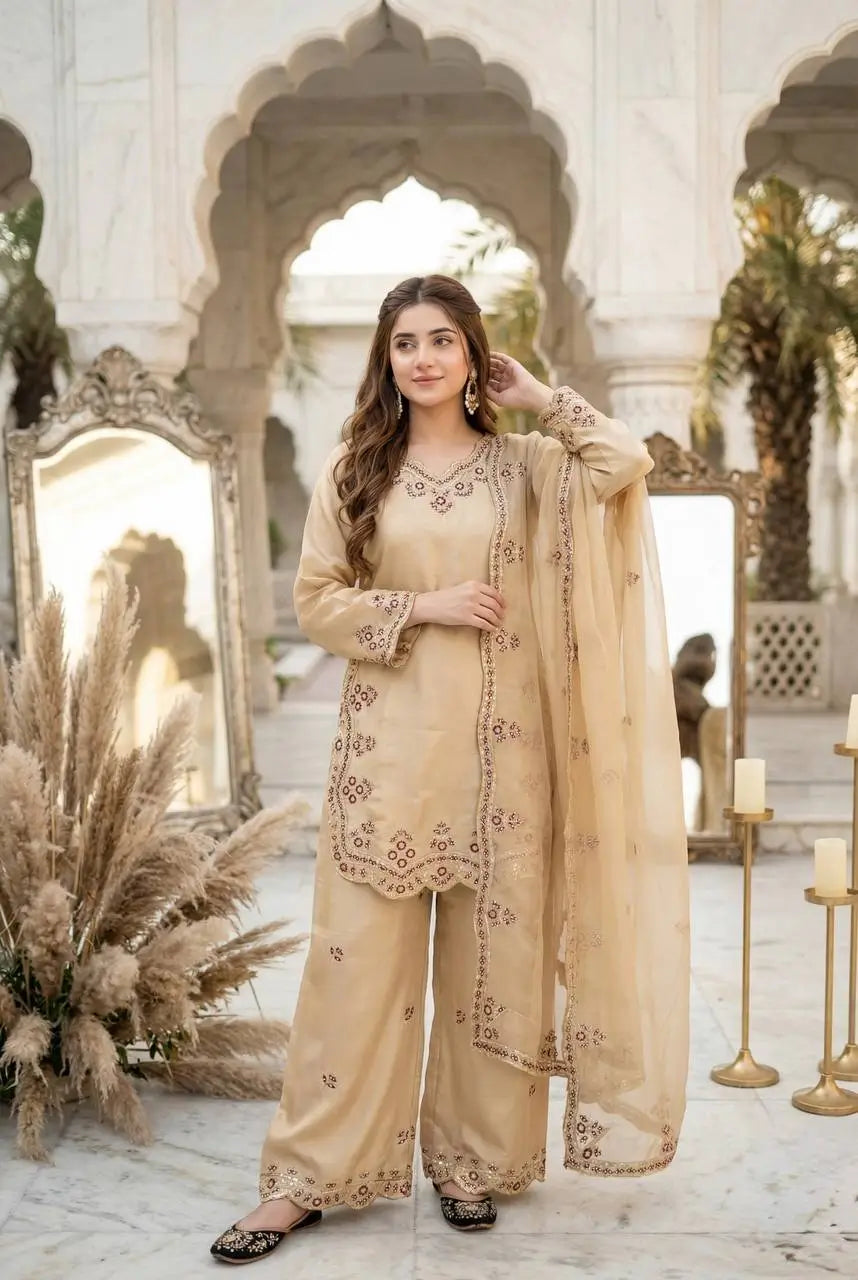 Designer Embroidered Palazzo Suit Set for Festive and Family Functions