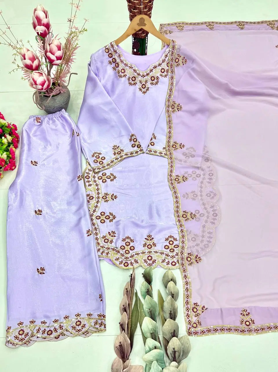 Designer Embroidered Palazzo Suit Set for Festive and Family Functions