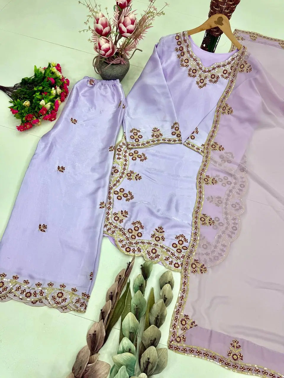 Designer Embroidered Palazzo Suit Set for Festive and Family Functions