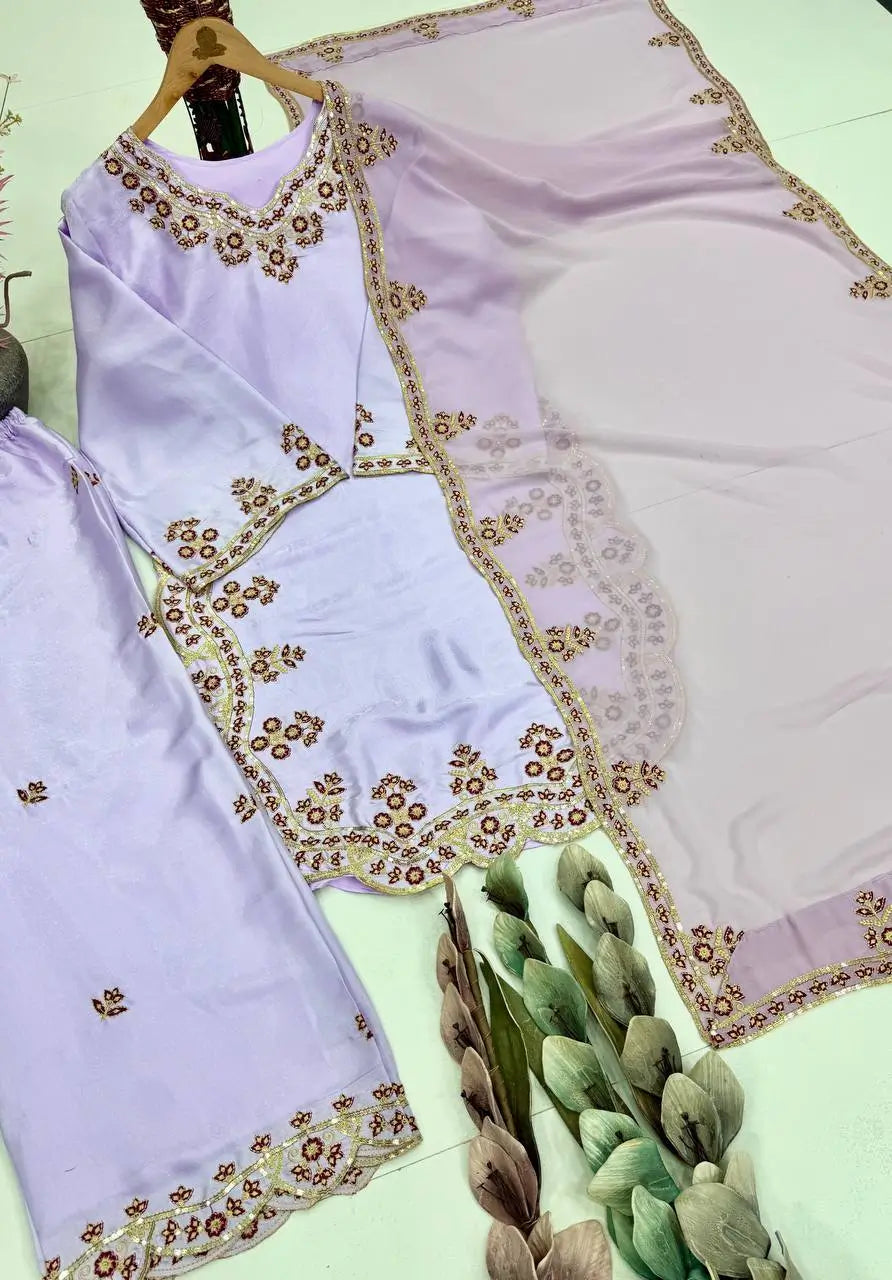 Designer Embroidered Palazzo Suit Set for Festive and Family Functions
