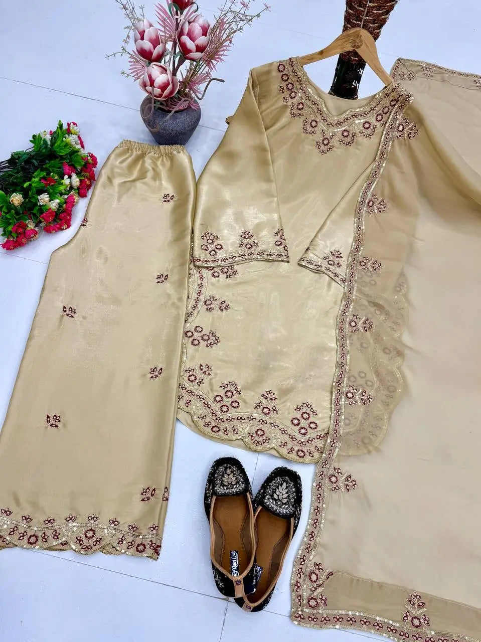 Designer Embroidered Palazzo Suit Set for Festive and Family Functions