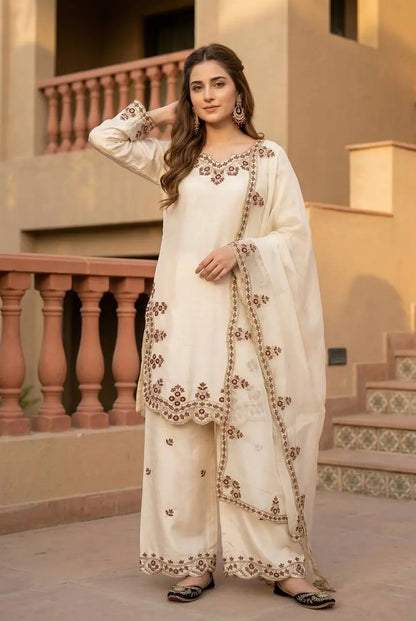 Designer Embroidered Palazzo Suit Set for Festive and Family Functions