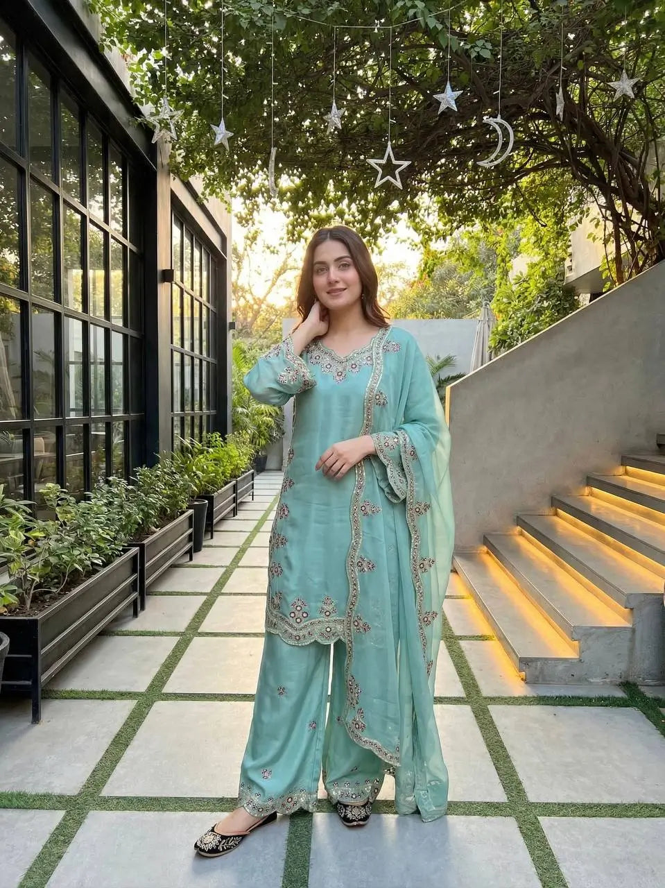 Designer Embroidered Palazzo Suit Set for Festive and Family Functions
