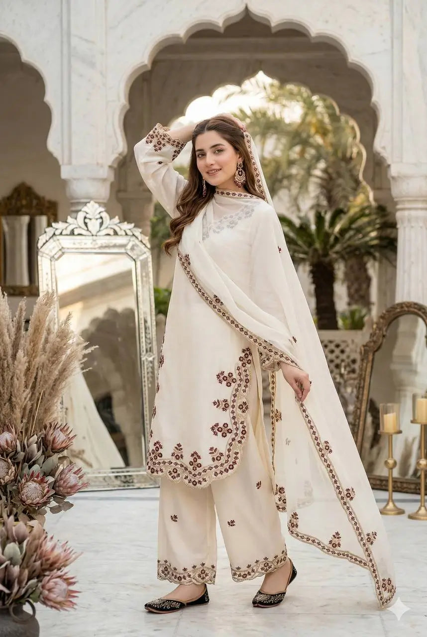 Designer Embroidered Palazzo Suit Set for Festive and Family Functions