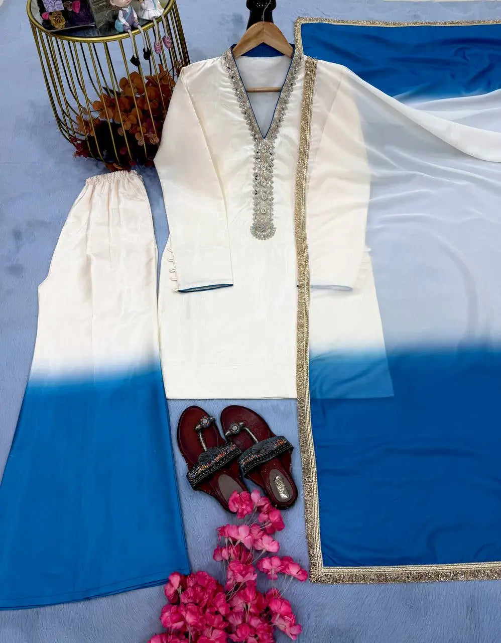 Designer Embroidered Palazzo Suit Set for Festive and Wedding Wear