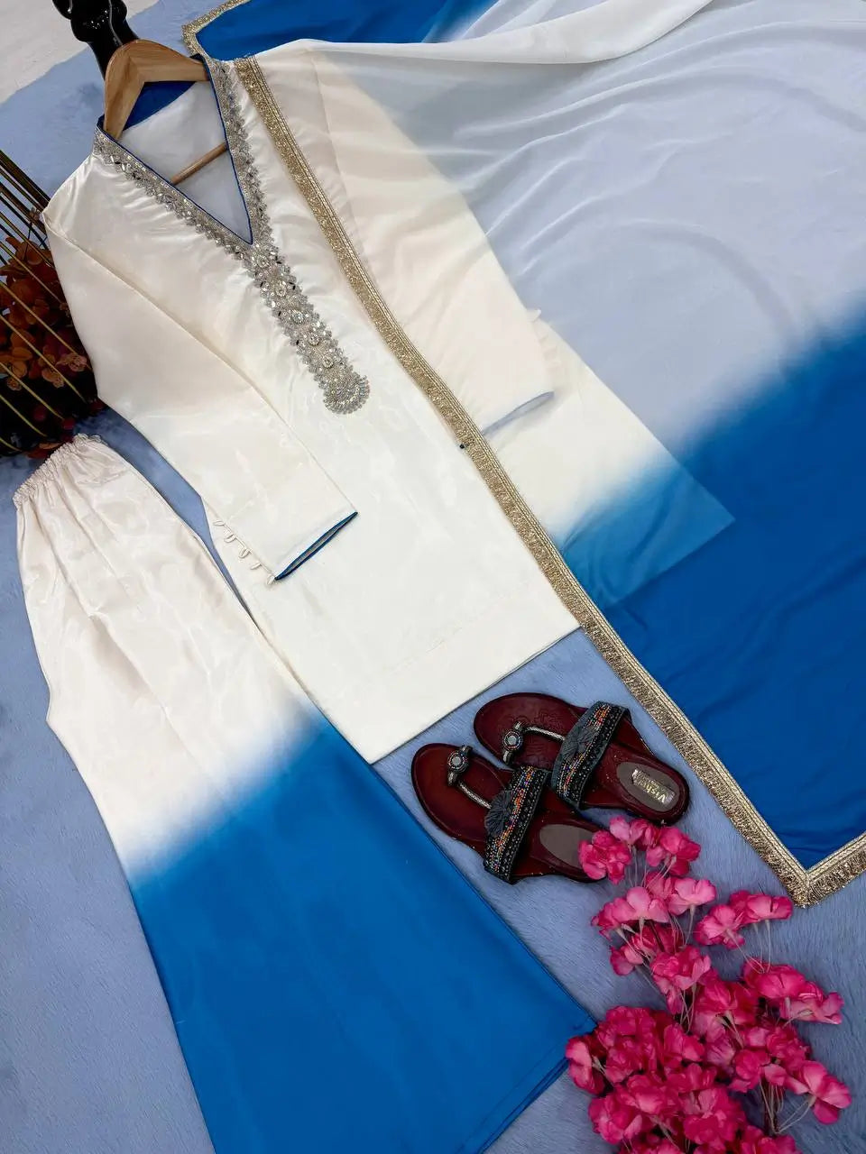 Designer Embroidered Palazzo Suit Set for Festive and Wedding Wear
