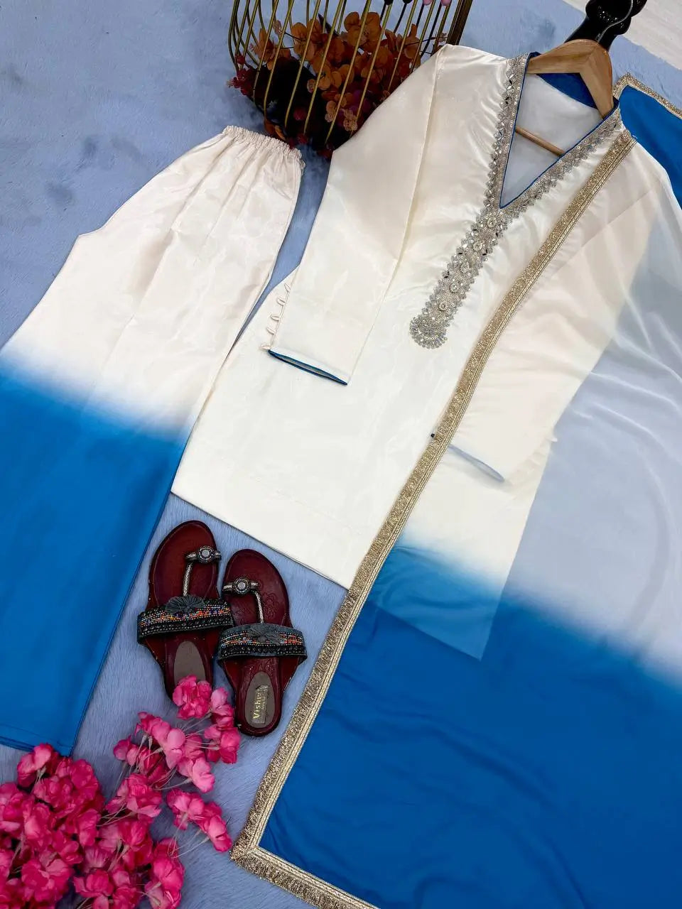 Designer Embroidered Palazzo Suit Set for Festive and Wedding Wear