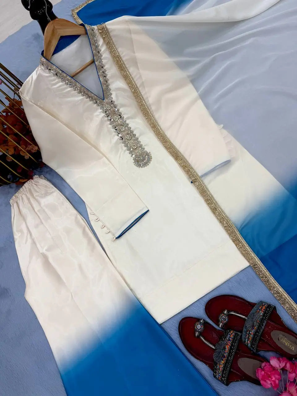 Designer Embroidered Palazzo Suit Set for Festive and Wedding Wear