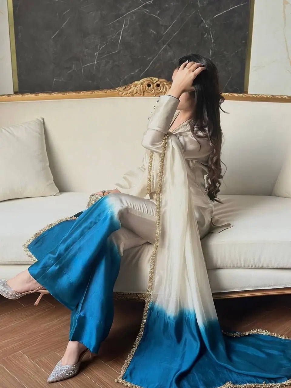 Designer Embroidered Palazzo Suit Set for Festive and Wedding Wear