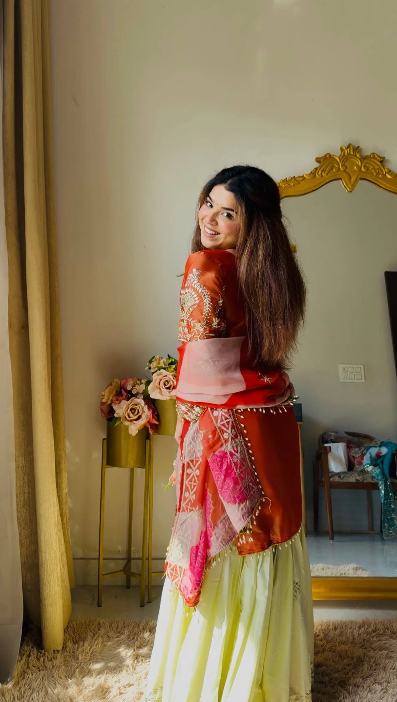 Designer Embroidered Palazzo Suit Set with Organza Dupatta