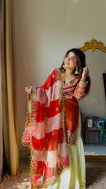 Designer Embroidered Palazzo Suit Set with Organza Dupatta