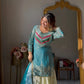 Designer Embroidered Palazzo Suit Set with Organza Dupatta