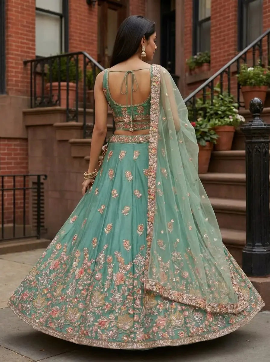 Designer Embroidered Semi Stitched Lehenga Set for Wedding and Festive Functions