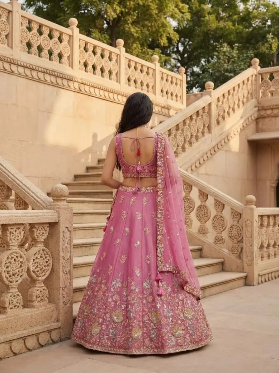 Designer Embroidered Semi Stitched Lehenga Set for Wedding and Festive Functions