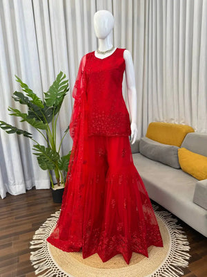 Designer Embroidered Sharara Set for Wedding and Festive Occasions