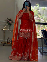 Designer Embroidered Sharara Suit Set for Weddings and Festive Functions
