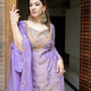 Designer Embroidered Silk Palazzo Suit with Dupatta
