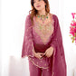 Designer Embroidered Silk Palazzo Suit with Dupatta