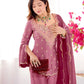 Designer Embroidered Silk Palazzo Suit with Dupatta