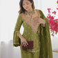 Designer Embroidered Silk Palazzo Suit with Dupatta
