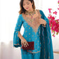 Designer Embroidered Silk Palazzo Suit with Dupatta