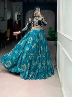 Designer Embroidered blouse with printed lehenga Set for Festive and Wedding Functions