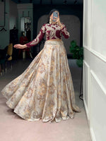 Designer Embroidered blouse with printed lehenga Set for Festive and Wedding Functions