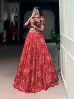 Designer Embroidered blouse with printed lehenga Set for Festive and Wedding Functions