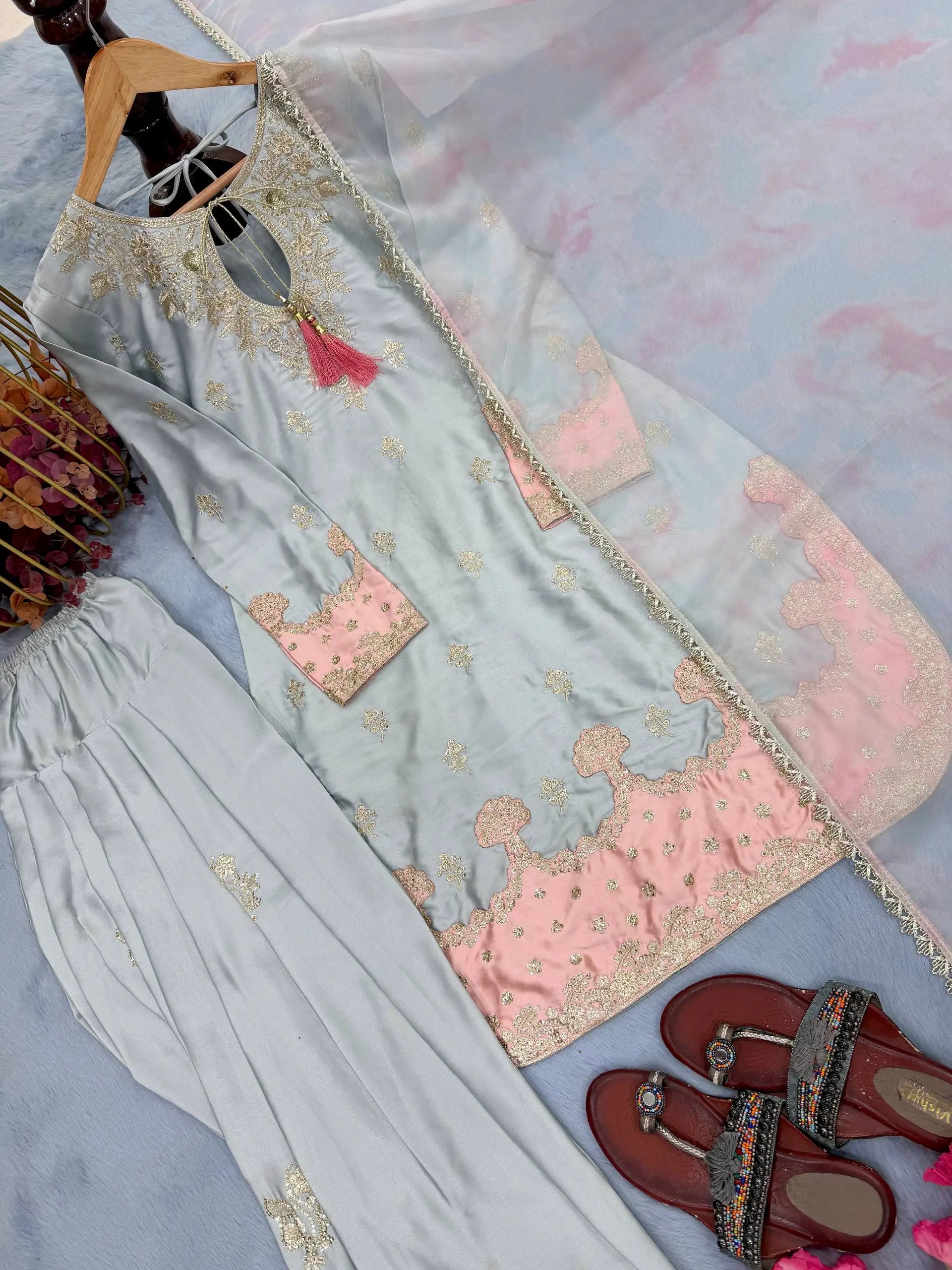 Designer Farshi Palazzo Suit for Festive and Wedding Occasions