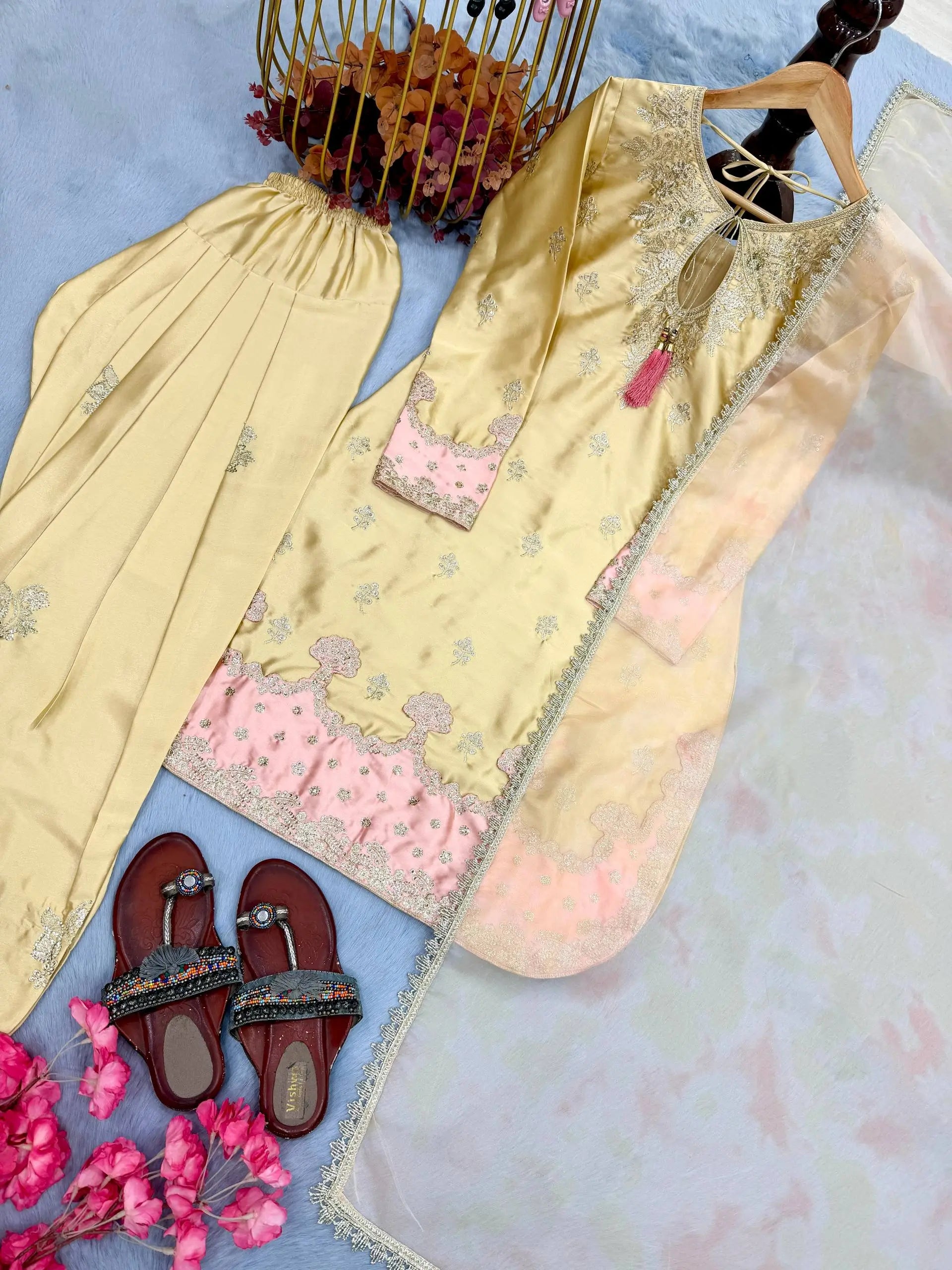 Designer Farshi Palazzo Suit for Festive and Wedding Occasions